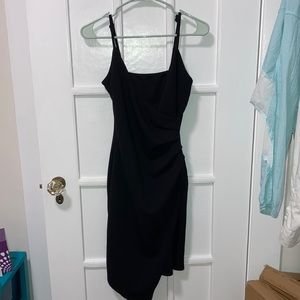 black bodycon dress leg slit